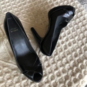Black leather Stuart Weitzman heels